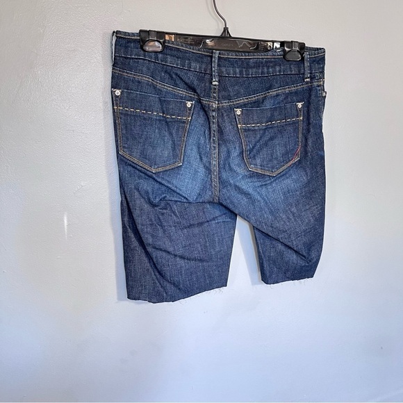 Banana Republic Denim Bermuda Raw Cut Hem Shorts Blue Small Medium 6 - Picture 6 of 12